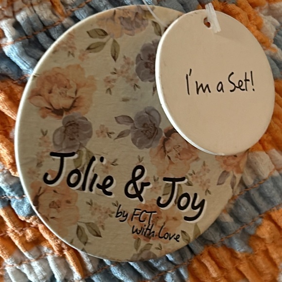 Jolie & Joy Summer Smocked Skirt Set printed peach blue white multicolor size XL - Picture 14 of 16